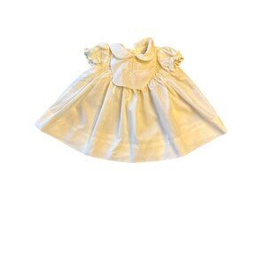 Vintage 80 Polly Flinders Baby Dress 0-6 Mo Yellow Embroidered Smocked Cotton‎